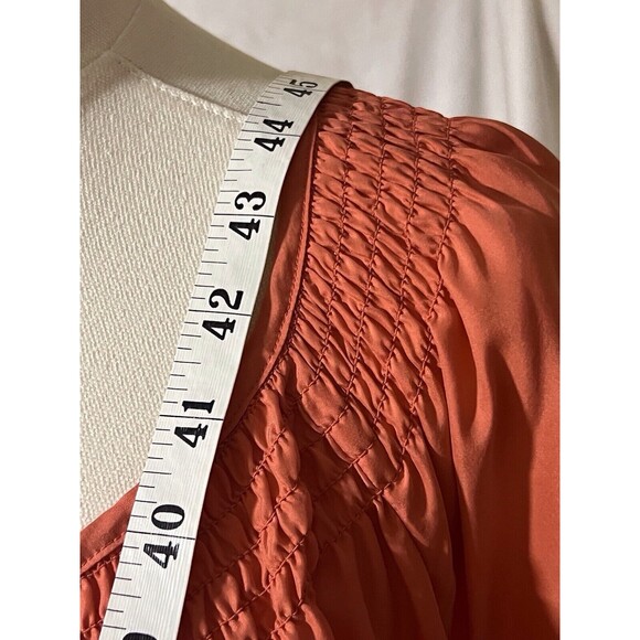 Talbots Drop Waist Dress XL Silk Peach Tie Front Short Sleeves Chic Classic - Picture 11 of 14